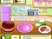 Play Chocolate Torte free online cooking game. Image showing a slice of chocolate cake on a plate.