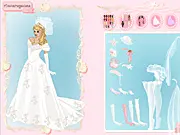 Screenshot of Pretty Bride Dress Up Online game showing a beautiful bride model in an elegant white gown and veil, ready for a romantic wedding.