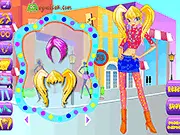 Winx Shopping Dressup game screenshot - a stylish model in a new outfit ready for a free online shopping spree