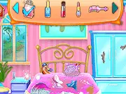 Princess Household Chores free online game showing a princess happily doing laundry and cleaning a room