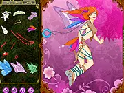 The main screen of the Run-away Fairy Oyaku Dressup game, showing a fairy character ready to be dressed in a magical dress and wings.