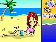 Beach Girl Anime Dressup free online game featuring a smiling girl in a fashionable beach outfit