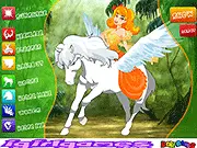 Princess and Little Pony free online dress up game for girls, styling Maggie and pet pony Bili
