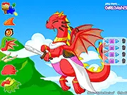 Tiny Dragon Dressup game screen; cute customized baby dragon with horns and wings; free online fantasy customization game