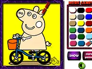 Color a picture of Peppa Pig and friends with a virtual paintbrush in the Peppa Pig Coloring Game for kids.