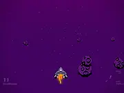 Screenshot of a small, triangular spaceship racing at high speed through a futuristic, geometric tunnel with colorful power-ups and obstacles flashing on the screen.