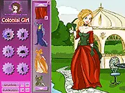 Play the free Colonial Girl dress up game online, styling a girl in elegant 18th-century fashion and historical clothing.