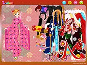 Free online dress up game featuring a beautiful girl in a traditional Japanese Kimono with modern accessories