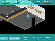 Ted's Adventure RPG game screen, character stat screen for Ted, life simulation game