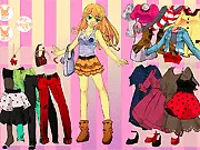 Dress Up Febris online fashion game screenshot showing the character and clothes selection interface.