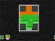 Screenshot of the Twist It game showing various L-shaped and T-shaped pentomino blocks being moved toward an empty game board grid.