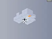 Play Test Chamber online free Sokoban puzzle game, showing a square level with cubes that must be pushed onto glowing target spots
