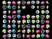 Screenshot of the Monster High Match 3 game board, showing spooky ingredients being matched for a high score under a time limit. Play the free online puzzle game.