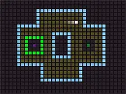 Screenshot from the Dot Dot Dot game showing a blue dot navigating a white maze with red dots representing hazards