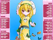 Screenshot of the Dress Up Ari anime fashion game, showing the character Ari in a brightly colored Japanese pop culture-inspired outfit on PlayArcadeHub