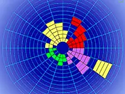 The player rotating a multi-colored circular web to match incoming colored bricks in the Brick Hole free online puzzle game.