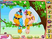 Play Cute Birds in Love Dress Up free online, featuring an adorable bird couple in various cute, matching outfits and accessories.