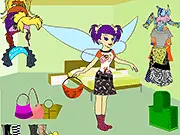 Tinkerbell in Miniskirt free online dress up game screenshot, Tinkerbell wearing a stylish miniskirt and carrying a handbag, fashion makeover game