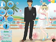 Play Summer Wedding Dress Up free online game. An elegant bride and groom posing in beautiful summer wedding outfits.
