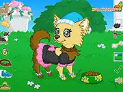 Screenshot of Playful Chihuahua free online game, showing an adorable small dog wearing a cute outfit and accessories.