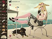 Brigitte Bardot Dressup free online fashion game screenshot with the famous actress in 1960s-style clothing
