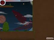 Drawscape free online game screenshot showing Kami the fox girl jumping over a gap with a hand-drawn bridge made of a red line