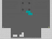 Tetris Labs online game screenshot showing a small character jumping on a platform built from falling Tetris blocks