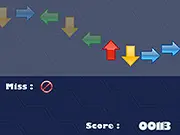 Play Arrow Challenge free online game. Arrows pointing up, down, left, and right on a screen, testing player reaction speed.