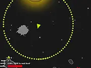 Spaceship shooting lasers at large, polygonal asteroids in the blackness of space in the game Asteroids Reinvented!