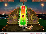 Screenshot of Cricket Fatka game showing a person with a large hammer ready to strike a strength test machine