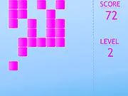 The game board for Void Filling, showing a grid with various colored bricks stacked with empty spaces that the player must fill with a currently falling, differently shaped block.
