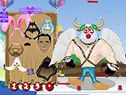 Red Bull Dressup free online game screenshot featuring a red bull wearing a funny costume and accessories.