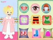 Cindy's Baby Dressup free online game screenshot showing baby Cindy being customized with clothes and accessories.
