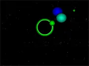 Screenshot of Gravity Thrower game - a space defense game where the player controls a gravity cannon to repel alien ships