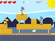 The dog character Doggy collecting lost letters in the Cata Cartas free puzzle-arcade game.