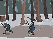 Year of the Snake game screenshot, character fighting invading monsters, free online action arcade game