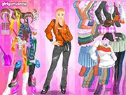 The main screen of the Pink Set Dressup game, showing a cute lady model wearing an attractive pink outfit, with menus filled with pink-colored clothes and fashion accessories.