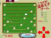 Screenshot of the Egg Maze online game showing a yellow egg navigating a brown wooden maze full of holes.
