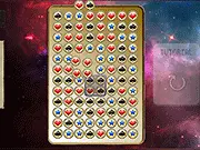 Play Four Identical Balls free online puzzle game - screen showing colorful orbs on a grid, highlighting four identical orbs forming a square