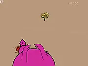 Free online game Dino Stomp featuring a funny green dinosaur running and stomping items on the ground