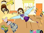 Flying Tinkerbell Dress Up free online game screenshot, showing Tinkerbell posing in a stylish mini skirt and wings, ready to fly.