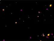 Star Swarms Invasion free online space shooter gameplay screenshot, showing a player's upgraded spaceship firing lasers at a large swarm of alien insect invaders.