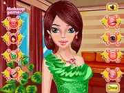 Pajama Party Makeup free online game thumbnail showing a girl with fun, colorful makeup, ready for a pajama party with friends.