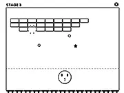 Panic Breakout free online arcade game showing a paddle and ball hitting a wall of multi-colored blocks with a timer visible, indicating pressure.