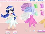 A magical princess wearing a sparkling blue gown and a tiara in the Twinkle Star Princess Express Dressup free game.