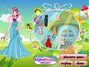 Windy Princess Dress Up free online game thumbnail showing a princess with flowing hair and an elegant gown that looks like it's being swept by the wind.