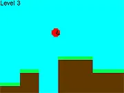 Screenshot of the Red Ball Classic game showing a bright red ball character mid-air, attempting to land safely on a gray platform above a dangerous red surface.