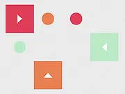 Screenshot of the Simple Squares game interface showing colored squares and circles on a white grid, ready for the player to solve the logic puzzle. Play free online.