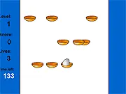 Screenshot of the game Egg Jump showing a small egg character jumping between small platforms high up in the sky. Play free online on PlayArcadeHub.