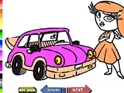 Princess Car Coloring online game, free art game for kids, painting princess and car picture